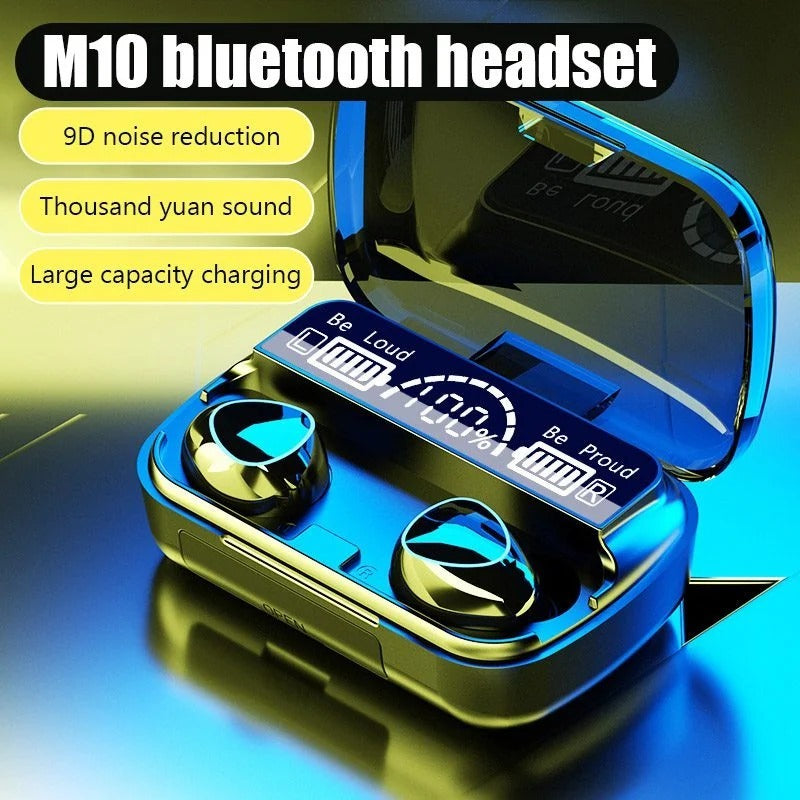M10 Bluetooth 5.3 Earbuds with Mic & LED Display