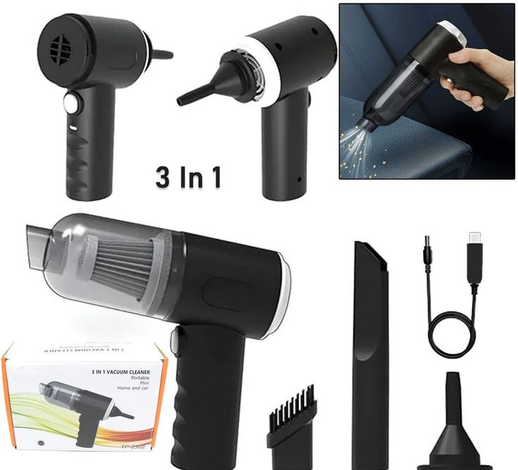 3-in-1 Mini Cordless Vacuum – Powerful Suction & Air Blower